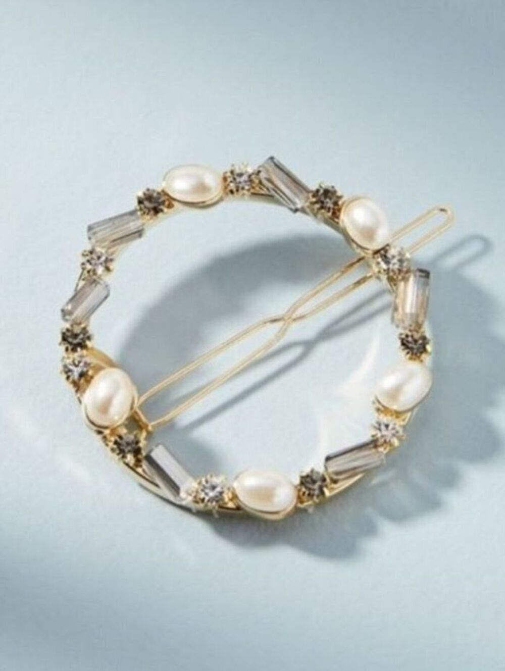 Anthropologie Pearl Circle Hair Clip
